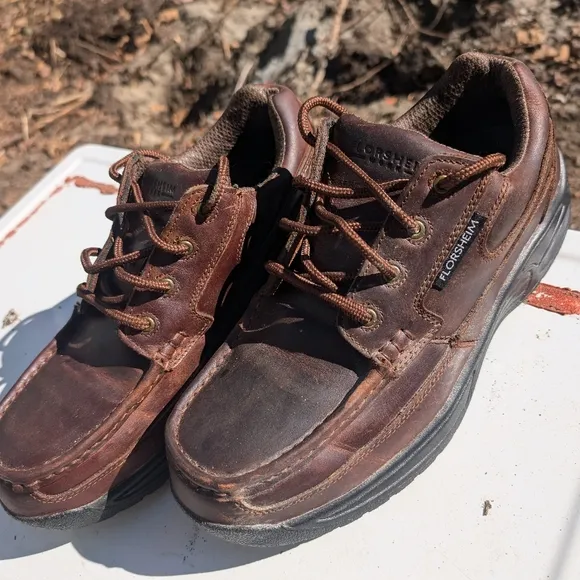 Vtg Florsheim Steel Toe Loafers Brown Leather Men's Shoes 12EEE Canoe Moc Toe Ox