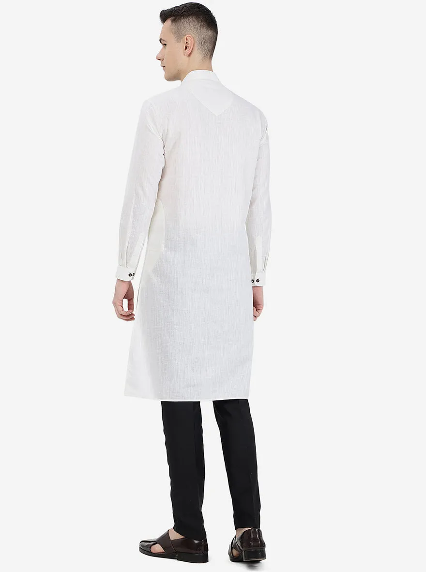 White Solid Regular Fit Modi Kurta | JadeBlue