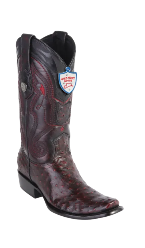 Wild West Botas de Avestruz Horma Dubai Blackcherry