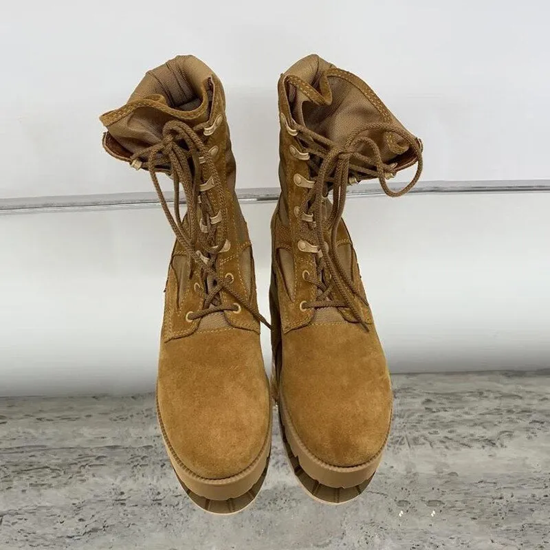 Winter Women Cow Suede Leather Military Ankle Boots