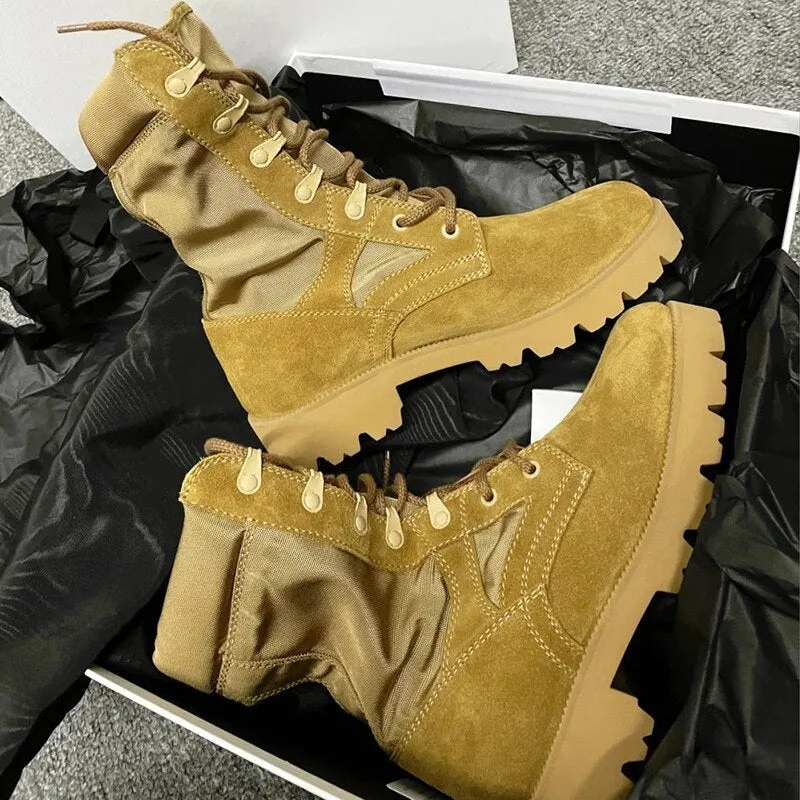 Winter Women Cow Suede Leather Military Ankle Boots