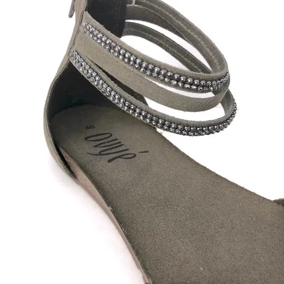 Women’s Italian Leather Sandals Ankle Strap Embellished Size 10