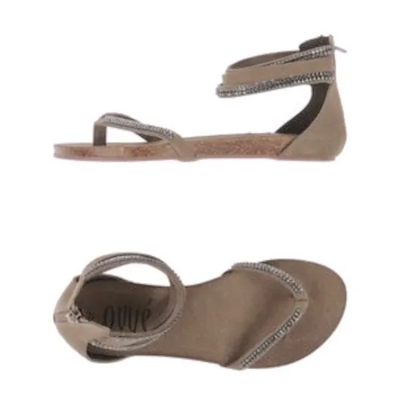 Women’s Italian Leather Sandals Ankle Strap Embellished Size 10