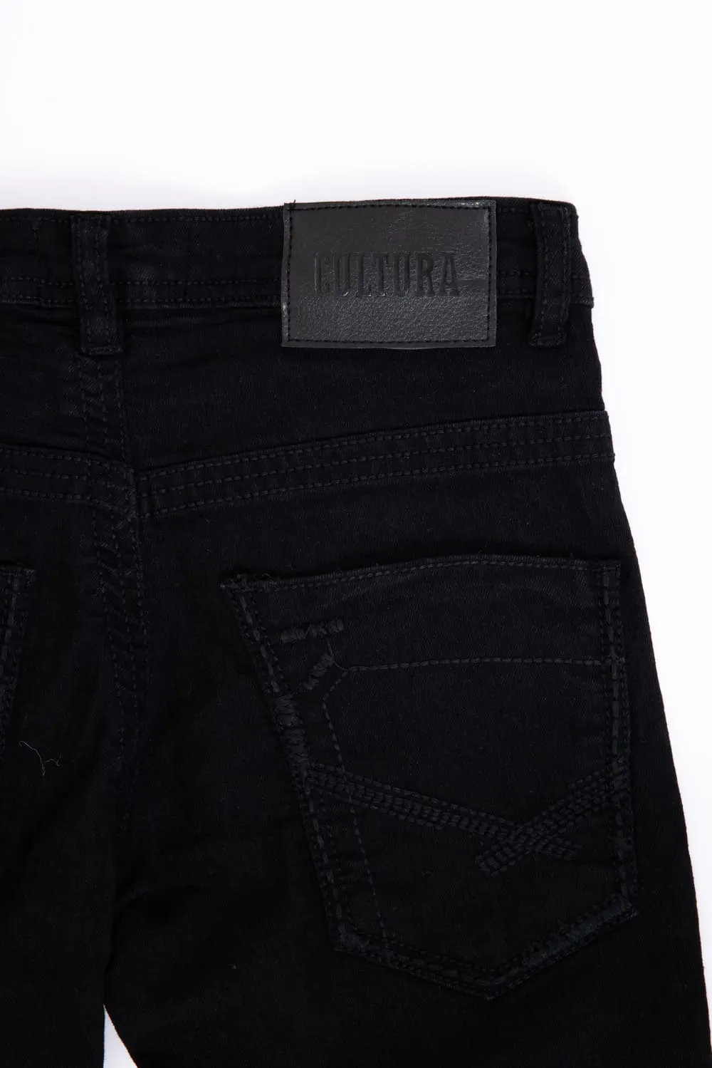 Youth Black Slim Fit Stitch Pocket Jeans for Boys | BCP99083-BLACK