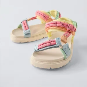 Zara kids, pink, Multicolor Lace Sandals, 5.5 (5.1 inches)