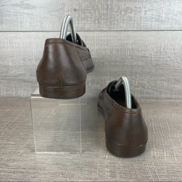 Zelli sz 9.5 brown leather reptile tassel loafers