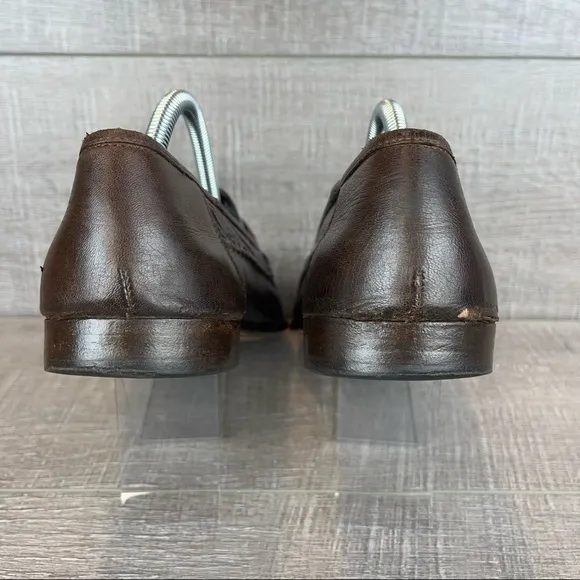 Zelli sz 9.5 brown leather reptile tassel loafers